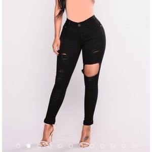 Black distressed fashion nova jeans